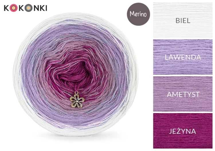 KOKONEK Merino 376 Dried Rose - Biel/lawenda/ametyst/jeżyna