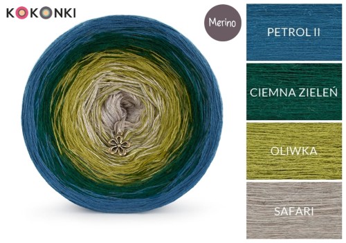KOKONEK Merino 393 Norwegian Troll - Petrol II/ciemna zieleń/oliwka/safari