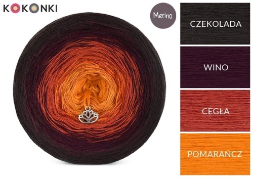 KOKONEK Merino 399 Dried Oranges with Chocolate - Czekolada/wino/cegła/pomarańcz