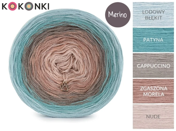KOKONEK Merino 410 the Perfect One - Lodowy błękit/patyna/cappuccino/zgaszona morela/nude