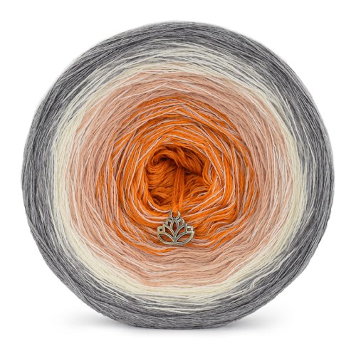KOKONEK Merino 411 - Szary melanż/krem/łososiowy/pomarańcz