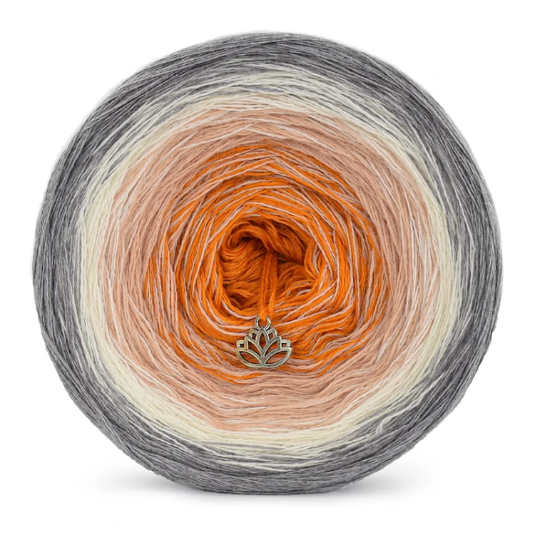 KOKONEK Merino 411 - Szary melanż/krem/łososiowy/pomarańcz