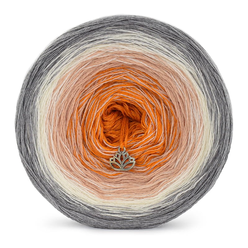 KOKONEK Merino 411 - Szary melanż/krem/łososiowy/pomarańcz