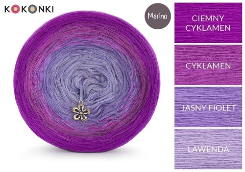KOKONEK Merino 419 Purple Delight - Ciemny cyklamen/cyklamen/jasny fiolet/lawenda