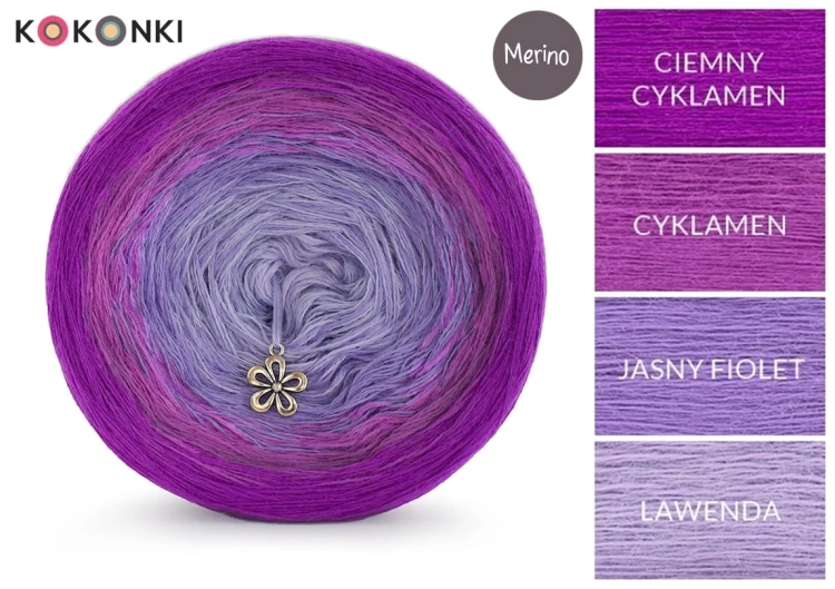 KOKONEK Merino 419 Purple Delight - Ciemny cyklamen/cyklamen/jasny fiolet/lawenda