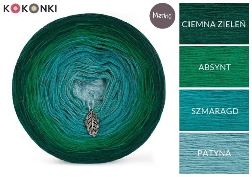 KOKONEK Merino 424 Emerald Charm - Ciemna zieleń/absynt/szmaragd/patyna