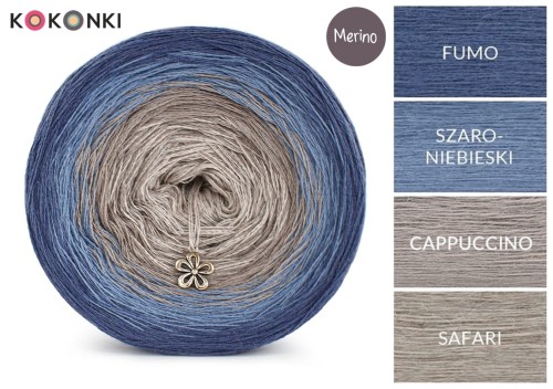 KOKONEK Merino 437 - Fumo/szaro-niebieski/cappuccino/safari
