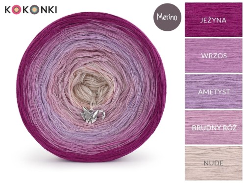 KOKONEK Merino 444 - Jeżyna/wrzos/ametyst/brudny róż/nude
