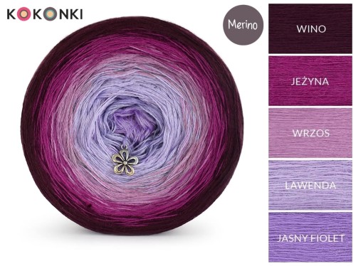 KOKONEK Merino 448 - Wino/jeżyna/wrzos/lawenda/jasny fiolet