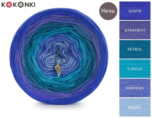 KOKONEK Merino 456 - Szafir/atrament/petrol/turkus/niebieski/błękit