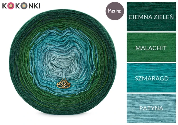 KOKONEK Merino 496 Emerald Ocean - Ciemna zieleń/malachit/szmaragd/patyna