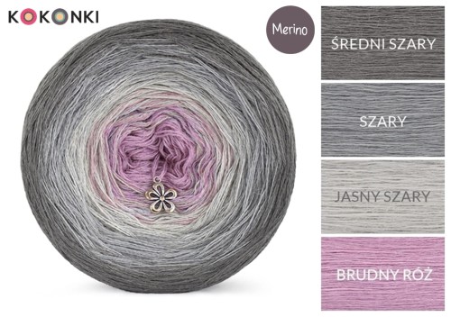 KOKONEK Merino 503 - Średni szary/szary/jasny szary/brudny róż