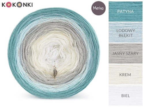 KOKONEK Merino 504 Angel Wings - Patyna/lodowy błękit/jasny szary/krem/biel