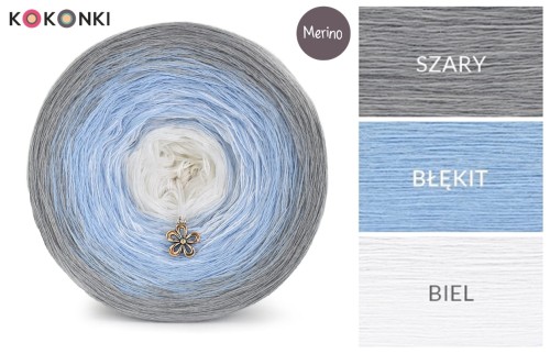 KOKONEK Merino 526 - Szary/błękit/biel