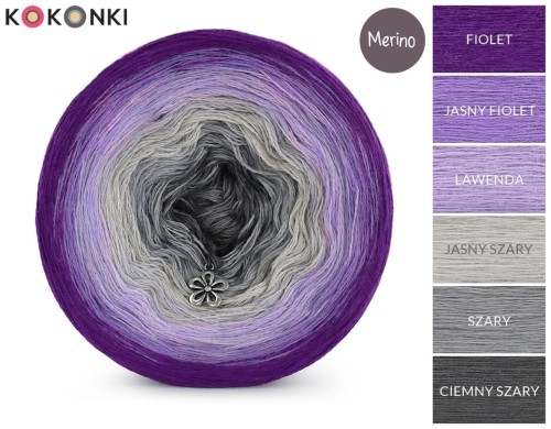 KOKONEK Merino 531 - Fiolet/jasny fiolet/lawenda/jasny szary/szary/ciemny szary