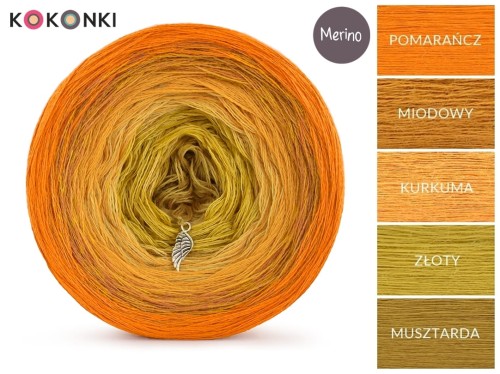 KOKONEK Merino 533 - Pomarańcz/miodowy/kurkuma/złoty/musztarda