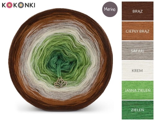 KOKONEK Merino 535 - Brąz/ciepły brąz/safari/krem/jasna zieleń/zieleń