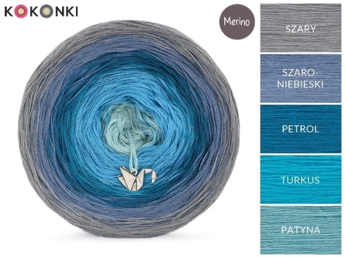 KOKONEK Merino 546 - Szary/szaroniebieski/petrol/turkus/patyna