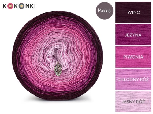 KOKONEK Merino 548 - Wino/jeżyna/piwonia/chłodny róż/jasny róż