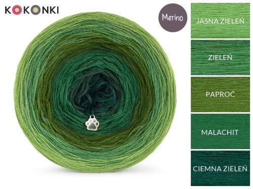 KOKONEK Merino 554 - Jasna zieleń/zieleń/paproć/malachit/ciemna zieleń