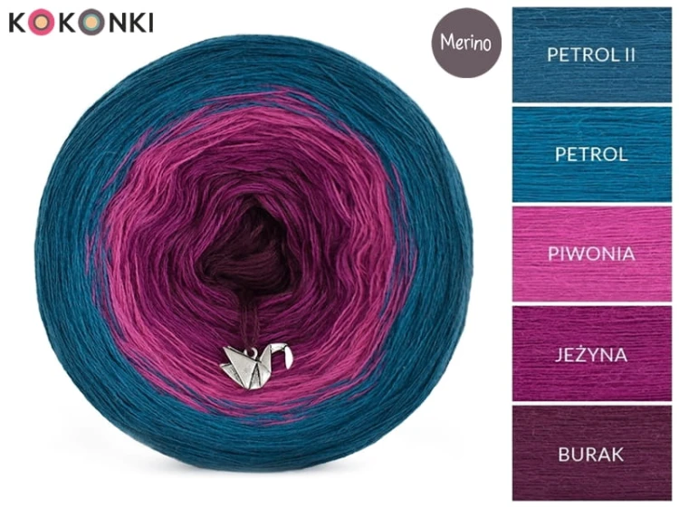 KOKONEK Merino 561 - Petrol II/petrol/piwonia/jeżyna/burak