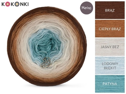 KOKONEK Merino 568 Brąz/ciemny beż/ciepły beż/jasny beż/lodowy błękit/patyna