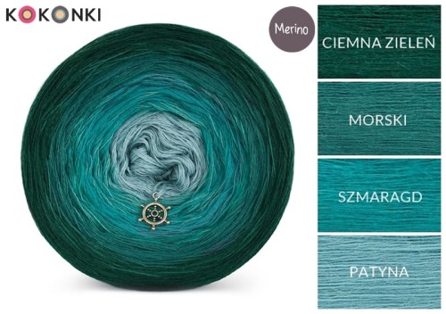 KOKONEK Merino 583 - Ciemna zieleń/morski/szmaragd/patyna