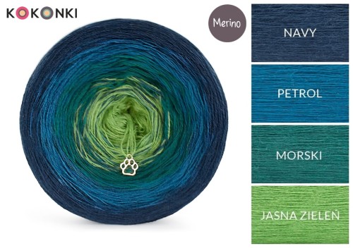 KOKONEK Merino 585 - Navy/petrol/morski/jasna zieleń