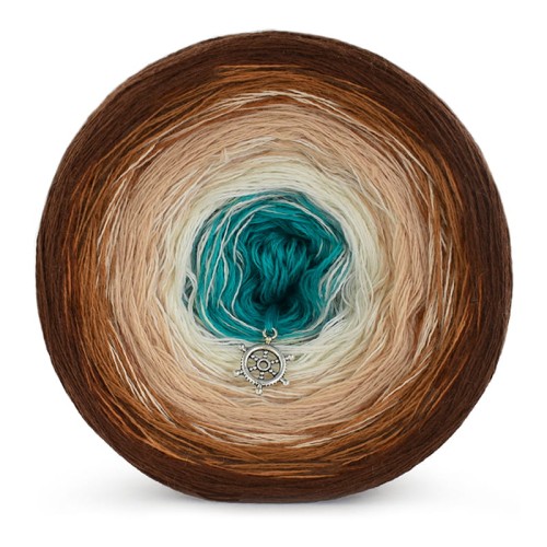 KOKONEK Merino 587 - Brąz/ciepły brąz/ciepły beż/krem/szmaragd