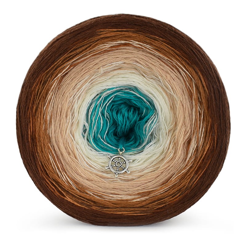 KOKONEK Merino 587 - Brąz/ciepły brąz/ciepły beż/krem/szmaragd