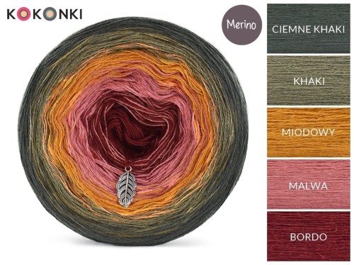 KOKONEK Merino 590 - Ciemne khaki/khaki/miodowy/malwa/bordo