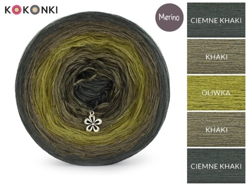 KOKONEK Merino 615 Ciemne khaki/khaki/oliwka/khaki/ciemne khaki