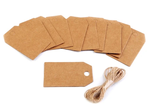 Zawieszka / metka papierowa / naturalna / 35x65 mm / 12 szt.