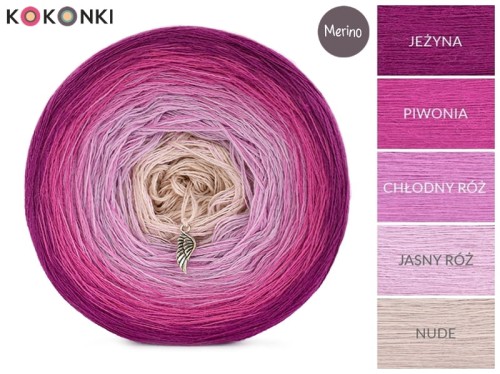 KOKONEK Merino 549 - Jeżyna/piwonia/chłodny róż/jasny róż/nude
