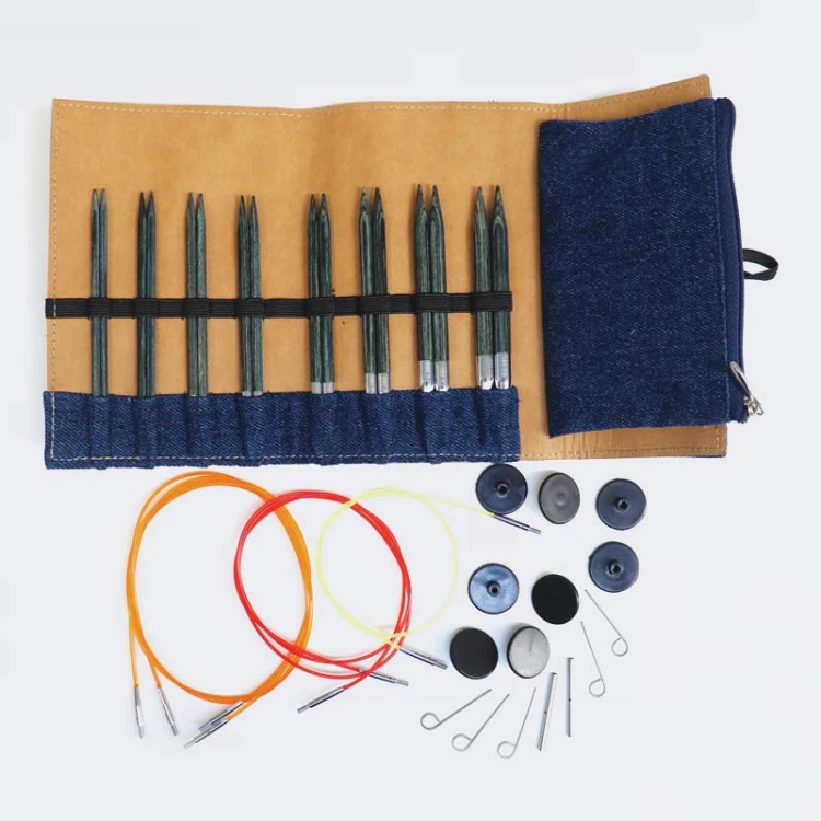 Zestaw drutów wymiennych KnitPro Indigo Wood / 20643