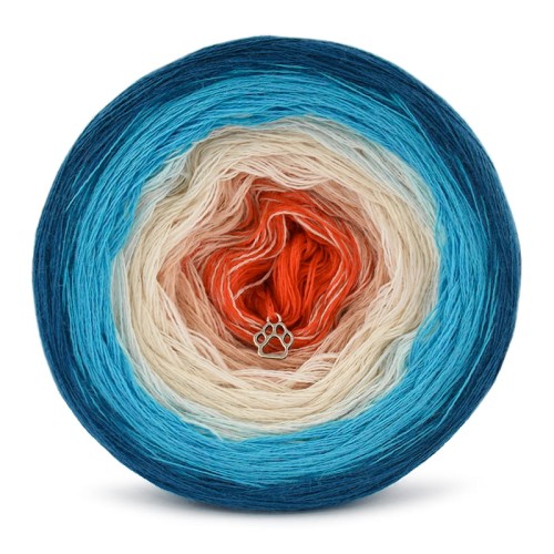 KOKONEK Merino 678 Light of see - Petrol II/turkus/lodowy błękit/jasny beż/łososiowy/jarzębina