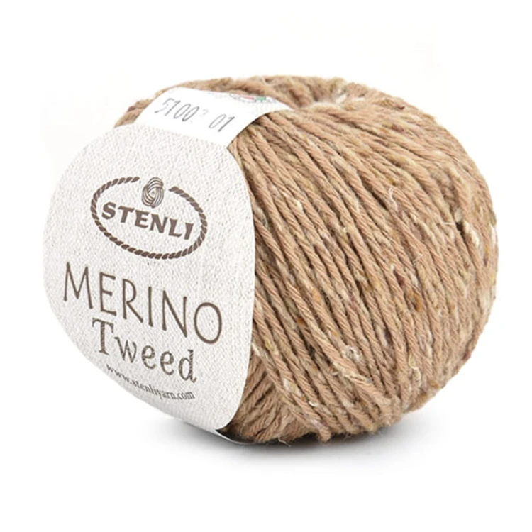 Włóczka Stenli Merino Tweed 51003 / ciemny beż
