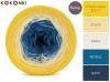 KOKONEK Merino 307 Intensywny żółty/żółty/krem/ciemny szmaragd/navy