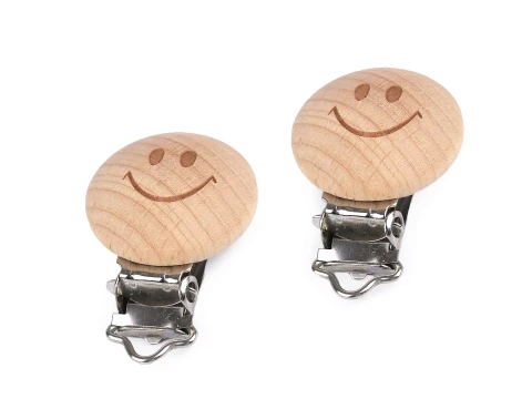 Klips drewniany / 13 mm / buźka / 1 szt. 