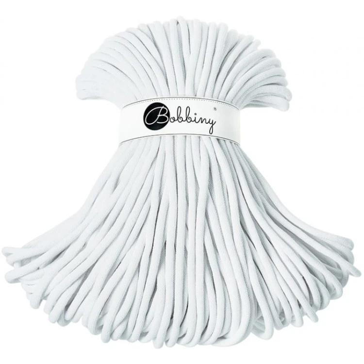 Sznurek pleciony bawełniany Bobbiny Jumbo / Biały / White / 9mm / 100m