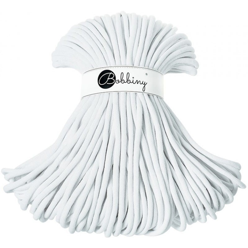 Sznurek pleciony bawełniany Bobbiny Jumbo / Biały / White / 9mm / 100m