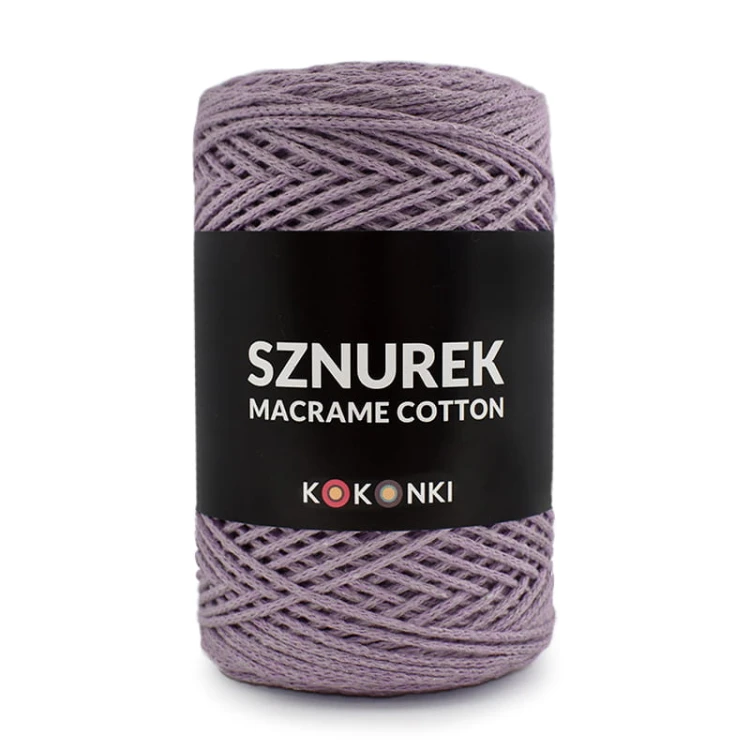 Sznurek Macrame Cotton by KOKONKI 2mm / rolka 200m / fiołek (wiązany)
