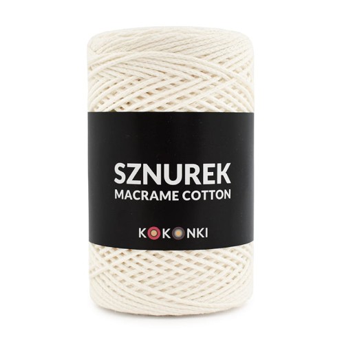 Sznurek Macrame Cotton by KOKONKI 2mm / rolka 200m / krem (wiązany)