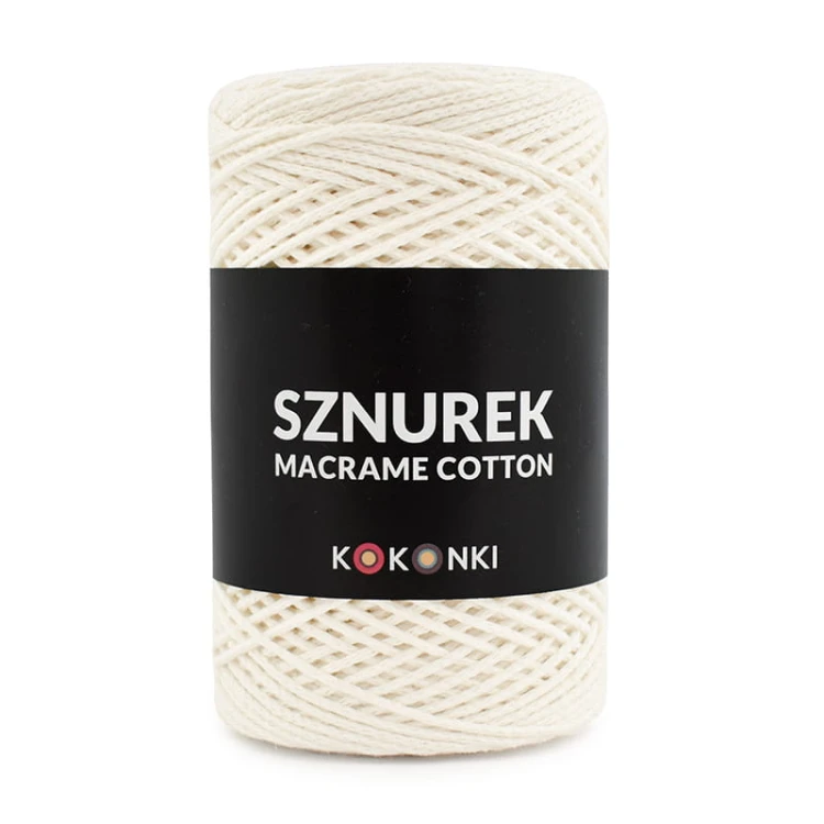 Sznurek Macrame Cotton by KOKONKI 2mm / rolka 200m / krem (wiązany)
