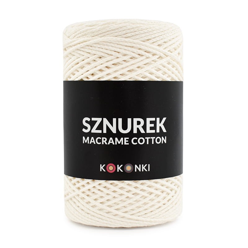 Sznurek Macrame Cotton by KOKONKI 2mm / rolka 200m / krem (wiązany)