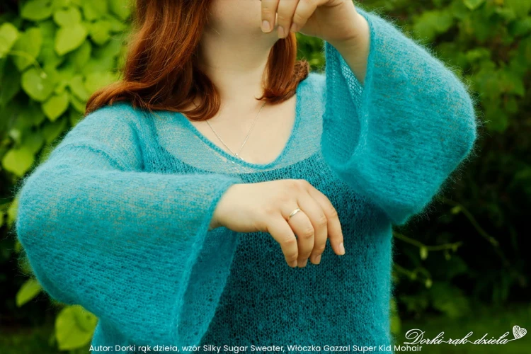 Autor Dorki rąk dzieła wzór Silky Sugar Sweater Włóczka Gazzal Super Kid Mohair