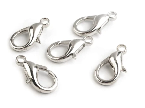 Karabińczyk metalowy do chwostów 2.5 mm / 12 x 21 mm / nikiel / 5 szt.