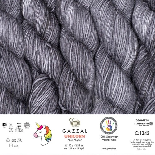 Włóczka Gazzal Unicorn 1342 / Asphalt / ciemny szary