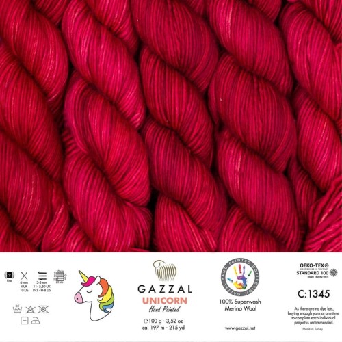 Włóczka Gazzal Unicorn 1345 / Tango Red / ognista czerwień