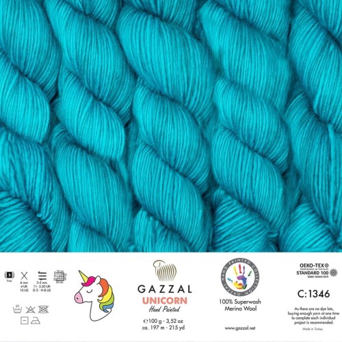 Włóczka Gazzal Unicorn 1346 / Peacock Blue / turkus